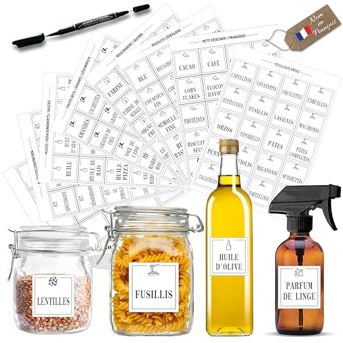 Kistayle Étiquettes épices carrées 50 × 50 mm – 160 étiquettes | Pour pots et bocaux • Étiquettes vierges et marqueur blanc inclus