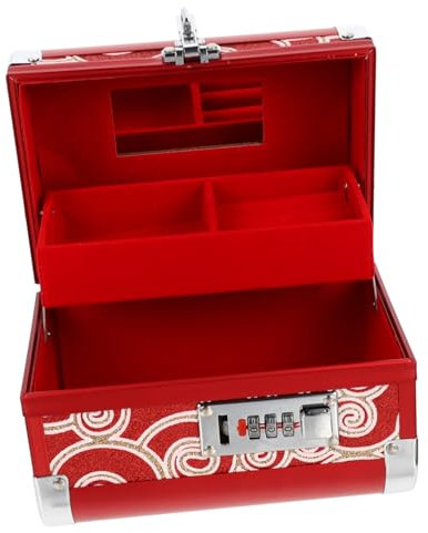 WATIIFUFU Holz Schmuckschatulle Vintage Organizer Verschleißfest Kompakt Für Halskette Ohrring Mit Schloss Aufbewahrungskoffer Für Zuhause Büro