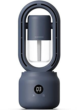 Ventilador sin aspas, 3 en 1, recargable, portátil, for aire acondicionado, ventilador de mesa, circulación de 360°, pantalla LED con luz nocturna, ventilador enfriador de aire, refrigeración por pulv