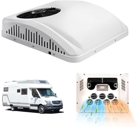 Kindevieft Climatiseur éLectrique De Toit De Stationnement pour Camping-Car, DC 12 V 24 V 48 V, Unité De Climatisation De Chauffage Et De Refroidissement, 8 800 Btu, pour Camion, Camping-Car,48V