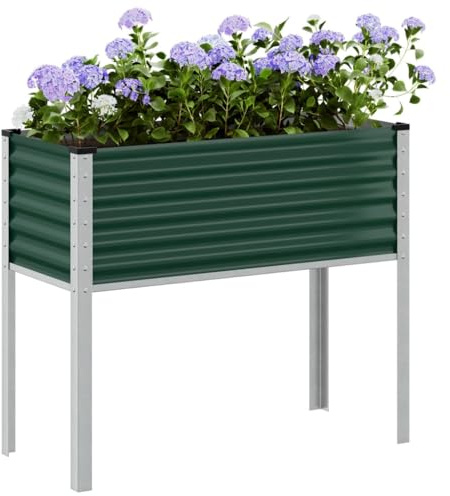 Gecheer Fioriera da Giardino, per Piante Fiori Erbe aromatiche e Verdure, 100x45x90 cm in Acciaio Verde, fioriera da Esterno per Balcone Patio Giardino