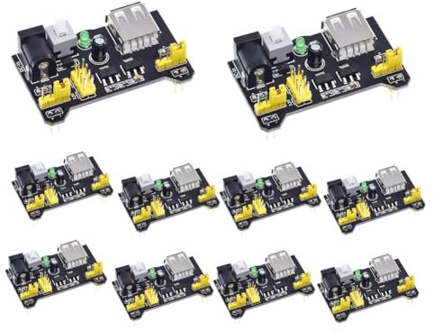 arlote 10PCS for MB102 Breadboard Power Supply Module Set 2-Way 3.3V 5V for MB102 Breadboard Module Set Kit