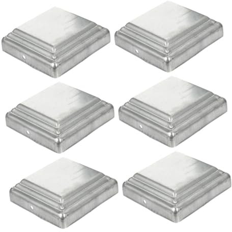 Angoily Tapas Metálicas Para Postes De Acero 100x100 Mm Duradero Para Reparación De Postes De Cerca Protección De Vallas y Barreras Tráfico Paquete De 6 Unidades