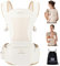 Bebear Babytrage,Bebamour Babytrage für 0-36 Monate, 3D Air Mesh Babytrage Rucksack für Neugeborene bis Kleinkinder, nach Sicherheitsstandard zugelassen, ergonomischer 6 in 1 Fronttrage(Cotton Beige)