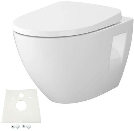 HGMBAD WC spülrandlos inkl. WC Sitz mit Absenkautomatik Schallschutzset