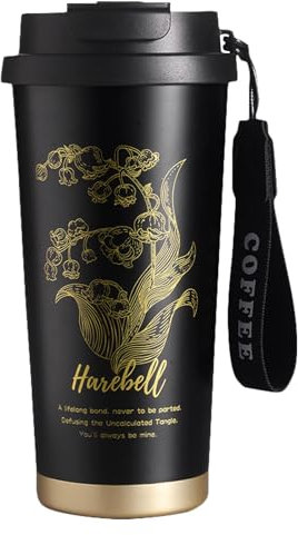 Liemuao Tasse de Voyage Isotherme 500ml, Mug Isotherme Café avec Paille, Gobelets Isothermes en Acier Inoxydable 316, Tasse Thermos Café pour Chaud ou Glacé pour Maison Bureau Voiture (Noir)