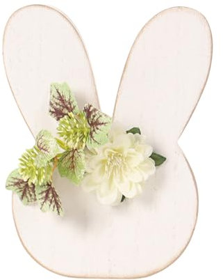 Limtula Figurine Lapins en Bois en Bois avec Fleurs Table Centrales À Bowknot des Décors Table pour Les Fermes Décoration Maison