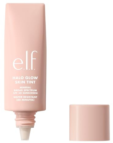 e.l.f. Halo Glow Skin Tint SPF 50, getönte Feuchtigkeitspflege mit leichter, aufbaubarer Deckkraft für einen natürlichen Glow, vegan und tierversuchsfrei, 3 Fair Cool