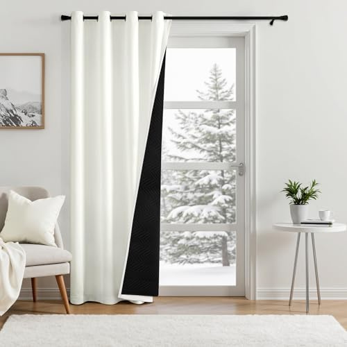 MIULEE Thermovorhang Ösen, Kälte Hitzeschutz, Weiß 175x132 cm 1 Stück | Doppellagiger Blickdichter Thermovorhang mit Ösen, Kälte Hitzeschutz, Lärmdämmung und Verdunkelung