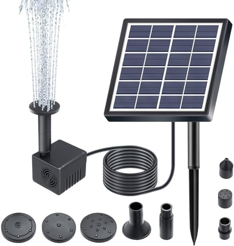 Solar Springbrunnen, Solar Teichpumpe, Solarwasserpumpen, Solar -Füllfederanpumpe 6 V 1,5W 6 Modi 175l/h 85 Cm Hebelehöhe mit Bürstenloser Motor für Gartenteich Terrasse
