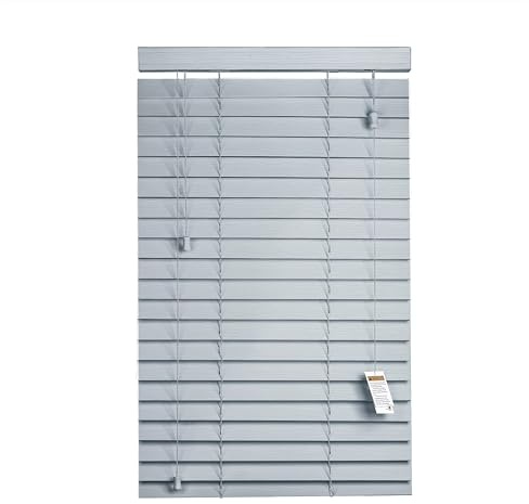 Home In Style 4U Custom Made To Measure Faux Wood Venetian Blinds with string 50mm Slats Easy Fit Child Safe Home Office Window Blinds-Nimbus Grey, W120cm x L213cm