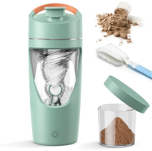 Shaker elettrico per proteine, bottiglia shaker per proteine da 700 ml con conservazione supplementare, shaker per frullati proteici USB C ricaricabile, realizzato con Tritan, potente per frullati