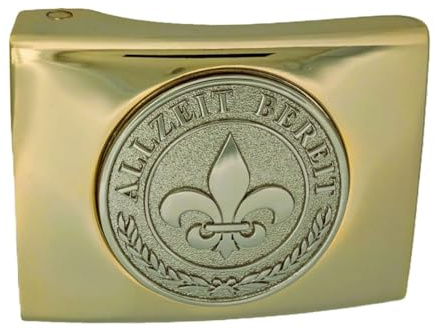 GravurManufakturBerlin Lucchetto di accoppiamento Scout segno di Giglio Allzeit Pronto, oro-argento, Für 4,5 cm breite Koppelgürtel