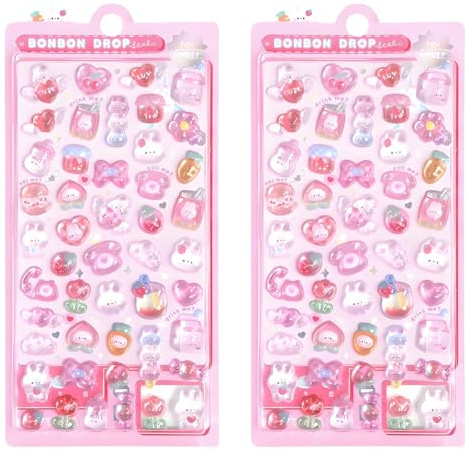100pcs 3D Stickers, Puffy Stickers for Children Pink Sticker Pack, Sticker Sheets Apply to for Scrapbooks, Planner Journals Laptops Phone Case Decoration, Diverse Craft Accessories Kids Stationary