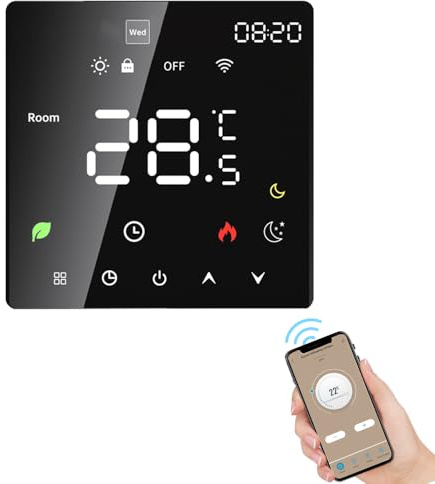 Matybobe Termostato inteligente para pantalla táctil del hogar, WiFi, aplicación Tuya, control de temperatura programable, protección IP20, modo automático/manual, termostato digital para calefacción