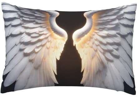 Hidden Zipper Rectangular Angel Wing Print Throw Cushion Cover,Comfortable Breathable Pillowcase