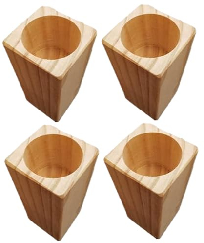 Alzate per letto da 4 pollici, alzate per letto in legno da 4 pezzi, estensori per gambe da tavolo stabili da pollici con dia..2 fori da incasso rotondi, rialzo per mobili multifunzionale per letti