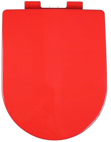 Universelle WC Sitz in D-Form, Leiser Nicht Zuknallen Der Toilettensitz Mit Langsam Schließendem Toilettendeckel, Einfach Zu Montieren, Farbenfroher Toilettensitz Aus PP, Rot