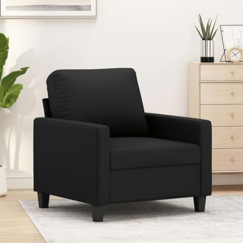 Hoopleep Sessel Schwarz 60 cm Kunstleder, Robuster Loungesessel für Wohnzimmer, Bequemer Relaxsessel mit Metallgestell, Pflegeleichter Schlafsessel, Max. 110 kg Belastbarkeit, Modernes Design