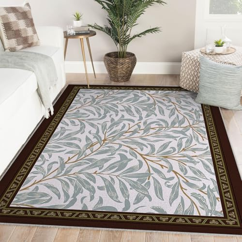 LANDERSION 120x150cm Tappeti per soggiorno Tappeto vintage in foglia salice Interno grande tappeto lavabile A pelo basso Moquette antiscivolo antiscivolo per camera da letto Ufficio Sala giochi