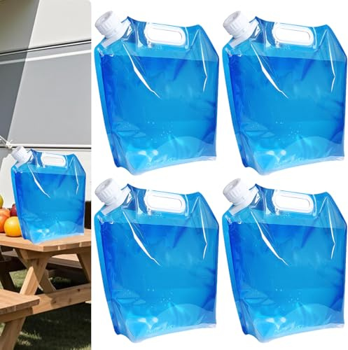 PANYI 4 Stück Wasserkanister Faltbar 10L Faltbarer Wasserkanister | Wassertank Faltbar Auslaufsicher Wassersack Gefrierfähiger Flexibler Wasserkanister Geeignet Camping Zubehör Wandern Reisen