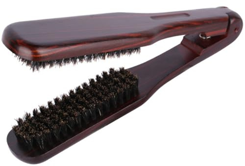 TOYANDONA Spazzola Piastra Lisciante per Chioma Anti Statico Setole di Cinghiale e Design a Doppia Faccia Pieghevole in Legno per Styling Professionale e Uso a Casa