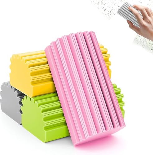 Damp Clean Duster,4 Piezas Esponja para Polvo Húmedo Atrapapolvo Reutilizable,para Persianas,Cristales,Cocina y Hogar