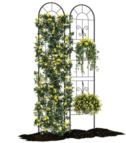 Acekool Rankgitter Metall 2er Set, Garten Rankhilfe 140x30 cm—Spalier Garten, für Tomaten Gurken Rosen Clematis, rostfrei Rankhilfe für Kletterpflanzen, Schwarz