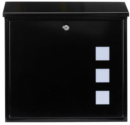 Burg-Wachter MB08BK Aire Wall Mounted Galvanised Steel Lockable Weatherproof Post Box - Black - 37x36x11cm