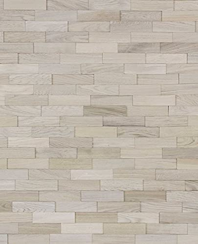 wodewa | Wandverkleidung Holz Eiche Weiß Arctic | 1m² 3D Echtholz Wandpaneele 200x50mm | Skandinavisch Hell | Made in Germany | geölt 200