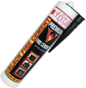 Black Fire Cement 1250 C - 300ml for Fireplace, Stove, Boilers etc by Vitcas