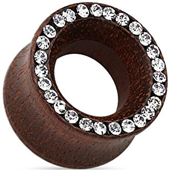 Tapsi´s Coolbodyart® Flesh Tunnel Rosen Holz Organisch Kristall 10mm