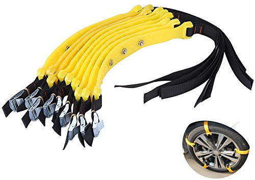 Jadeshay Catene da Neve Universali - 10 Pezzi per SUV, Camion, Auto - Regolabili 185-225mm - Emergenza per Sabbia, Fango, Neve - Trazione di Emergenza