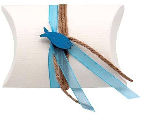 ZauberDeko Gastgeschenk Schachtel Fisch Türkis Petrol Blau Kommunion Konfirmation Tischdeko Natur Isaak