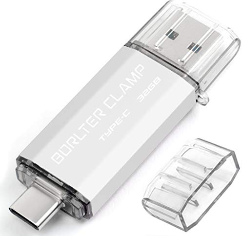 Type C USB-Stick 32GB OTG 2 in 1 Speicherstick Dual-Port USB 3.0 Flash-Laufwerk mit USB C Anschluss für Smartphone, Tablets & Computer (Silber)