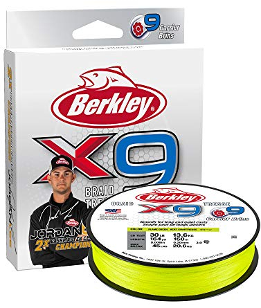Berkley Unisex – Erwachsene x5 Braid Jordan Lee X9JB33065-GG Superline, 9 Stück, Feuergrün, 328yd