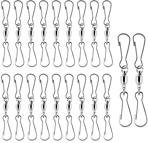Ledoo Ganci Girevoli Clip, 20 Pezzi Ganci Girevoli Clip in Acciaio Inox per Appendere Campanelli Eolici, Piante in Vaso, Piccoli Pendenti, Striscione Carpa