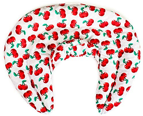 Nackenhörnchen mit Stehkragen cherry-white - Rapssamenkissen - Nackenkissen Wärmekissen - Nacken-Heizkissen für Mikrowelle und Backofen