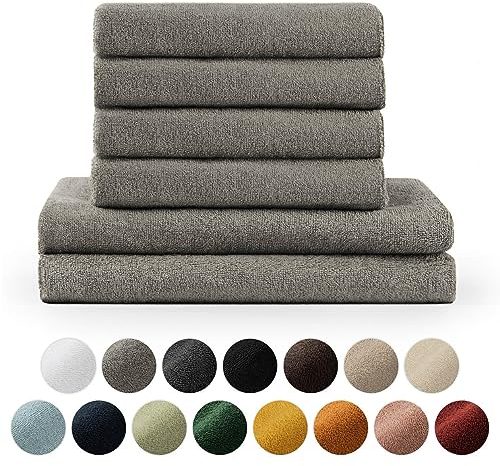 Blumtal Premium Frottier Handtücher Set 4 teilig 100% Baumwolle - Oeko-TEX zertifiziertes Badetuch 2X (70x140 cm) + Towel 4X (50x100 cm) - Ultra saugstarkes Frottiertücher Set - Handtücher Grau