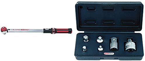 Ks Tools 516.6042 1/2 Ergotorque - Precision Clé Dynamométrique, 40-200 Nm - Avec Tête À Cliquet À Bouton Quick-Lock & 911.0106 Coffret augmentateurs / réducteurs - 6 pcs