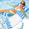 Inflatable Hammock Swimming Pool, Floating Bed 4 in 1 Easy Inflatable for Adults, Water Hammock Premium Mat Sunbed for Swimming Pool Beach Sea Blue