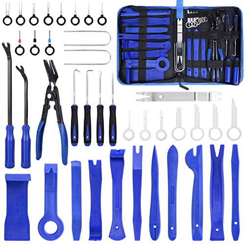 UNIDEAL Outils Demontage Garniture Auto, 39 Outil de Suppression de Radio Audio, Outils de démontage de Garnitures pour Panneau Accessoires Porte Autoradio Tableau De Bord De Voiture (Bleu)