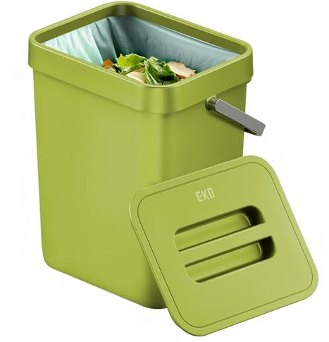 EKO Puro Hanging Caddy,Wall Mountable or Hanging Bin for Compostable Waste,Perfect for Kitchen & Home, 3 Litre (Lime)