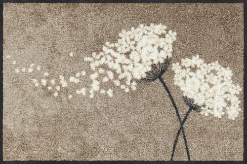 Salonloewe Fussmatte Wishfull Blossom Taupe I Schmutzfangmatte & Fußabtreter für Innen 50 x 75 cm