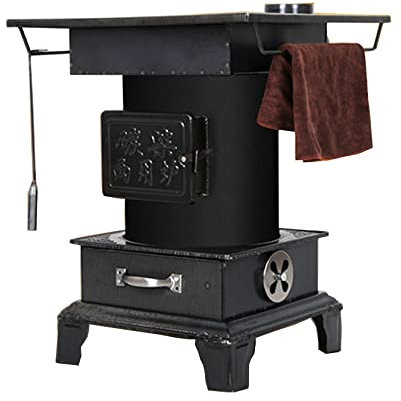 YYUINU Grand Poêle À Bois Multifonctionnel en Fonte, Poêle À Bois sans Fumée À Économie D'énergie pour Le Chauffage Et La Cuisine, Peut Être Relié À Un Lit De Feu en Argile,L