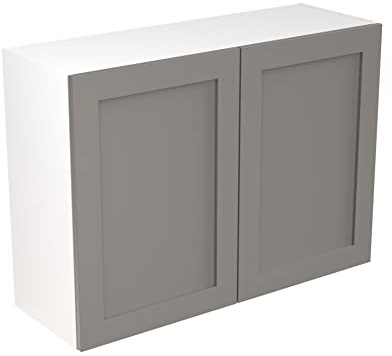 Kitchen Kit Flatpack Wall Cabinet - Shaker Door - Screwless Quick Build Kitchen Unit - Wall Mounted Unit - 1000x720mm - Dust Grey Matt