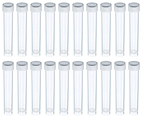PATIKIL 10mL Plastik Teströhren 50Pack Kunststoff Reagenzgläser mit Schraubverschluss Probenröhrchen Kryoröhrchen Plastikröhrchen Klar