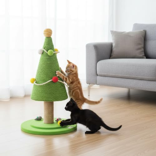 WANEKA Arbol de Navidad para Gatos - Cat Christmas Tree - Arbol Navidad Gatos - Resistente, Bonito, navideño | Protege Sofa, Estupenda Idea para Regalar en Navidad Cat Tree arbol para Gato