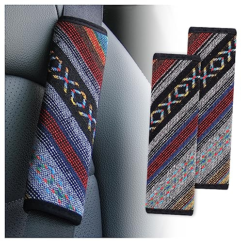 IHOTDER 2PCS Seat Belt Cover Pad,Boho Seatbelt Cushion for Car Decorations & Shoulder Protection,All Season Universal Car Accessories Interior Seatbelt Covers for Kids Adults (Seatbelt Cover-A)