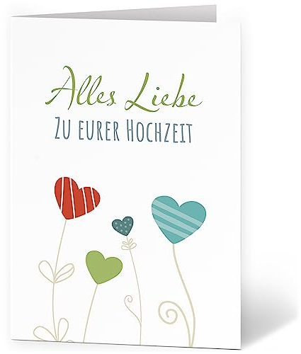 XXL Glückwunschkarte (A4) | zur Hochzeit | mit Umschlag | Herzen Ballons Bunt | edle und hochwertige Klappkarte | Große Design Karte zum Verschenken | Maxi Karte Überformat